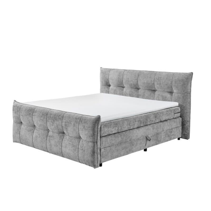 Trendstore Emilla Boxspringbett in Bezug Eden 18 grey - Seitenansicht