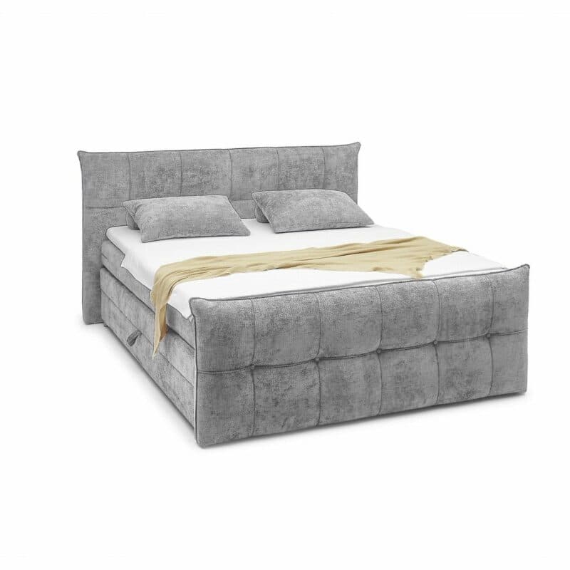 Trendstore Emilla Boxspringbett in Bezug Eden 18 grey - Perspektivansicht