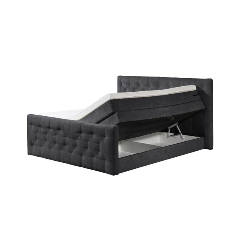 Trendstore Evellin Boxspringbett in Cremona Schwarz – Bettkasten