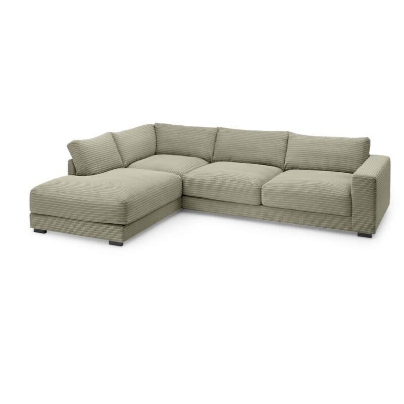 Trendstore Hailey Ecksofa in Bezug Cord Duo stone - Ottomane links - Perspektivansicht