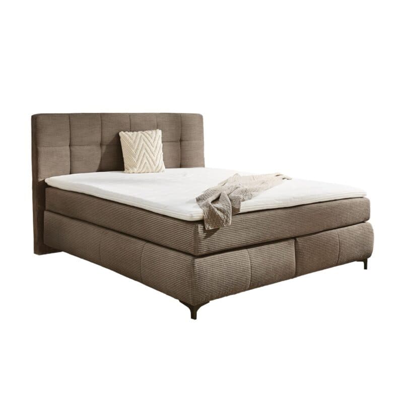 Trendstore Jale Boxspringbett Bezug 426/18 Cord taupe in 180 x 200 cm - Perspektivansicht