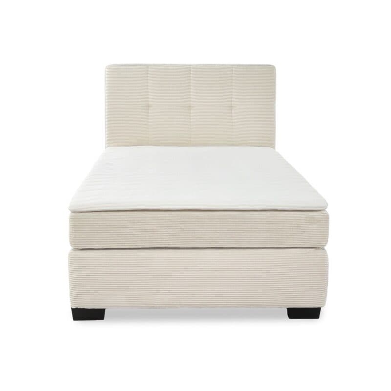 Trendstore Jila Boxspringbett in Bezug Cord beige - Liegefläche 120 x 200 cm - Frontansicht