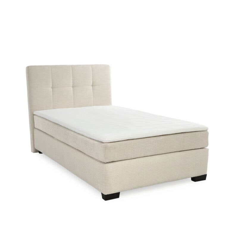 Trendstore Jila Boxspringbett in Bezug Cord beige - Liegefläche 120 x 200 cm - Perspektivansicht