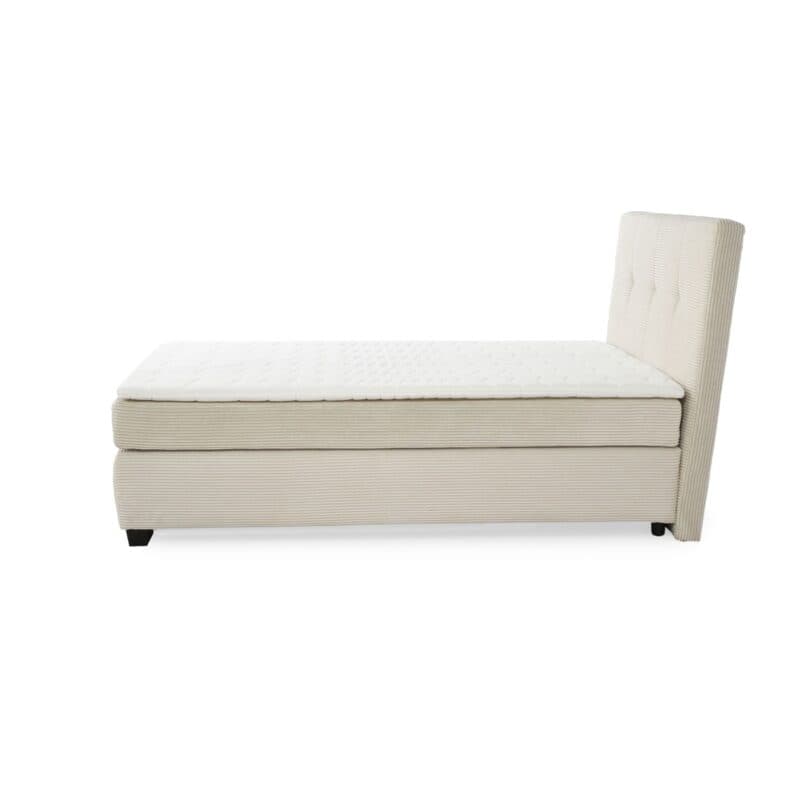 Trendstore Jila Boxspringbett in Bezug Cord beige - Liegefläche 120 x 200 cm - Seitenansicht