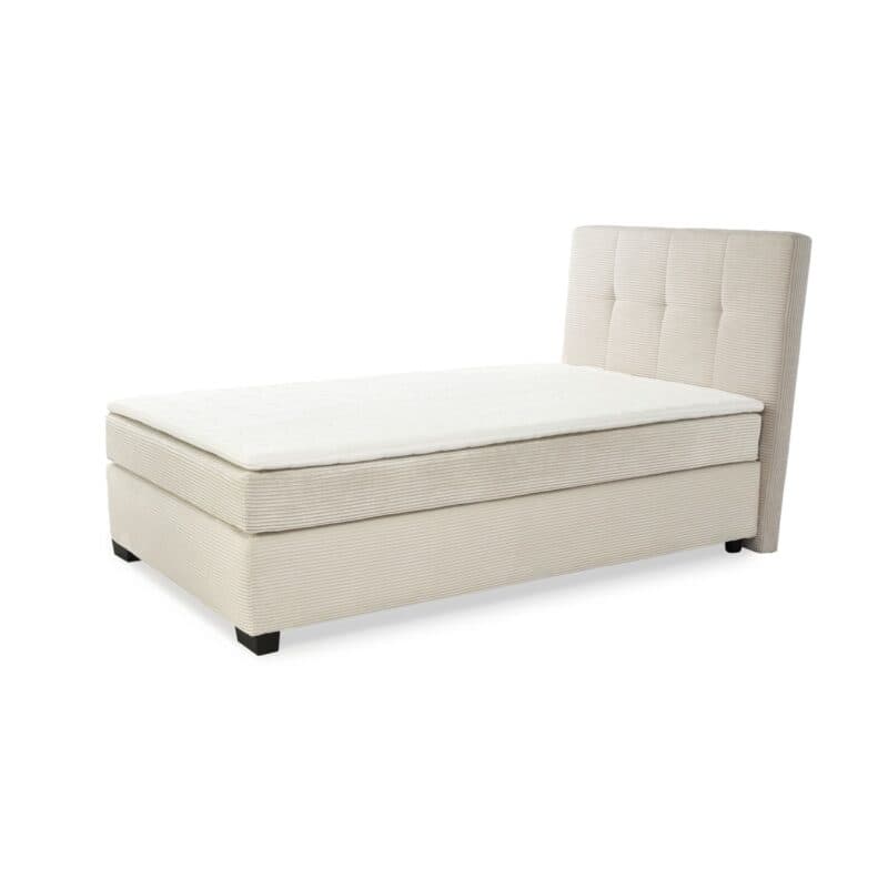 Trendstore Jila Boxspringbett in Bezug Cord beige - Liegefläche 120 x 200 cm - Perspektivansicht