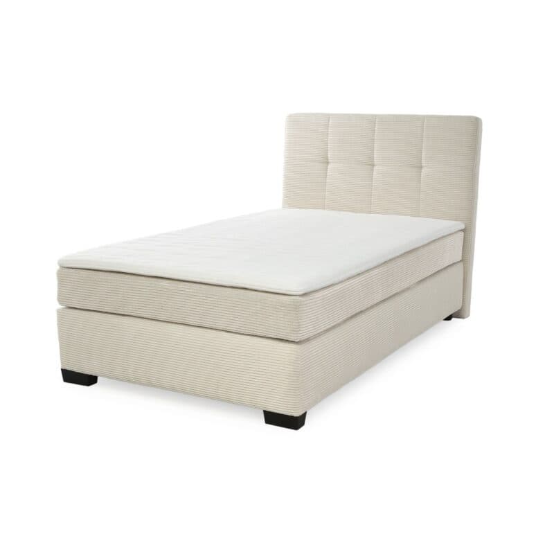 Trendstore Jila Boxspringbett in Bezug Cord beige - Liegefläche 120 x 200 cm - Perspektivansicht