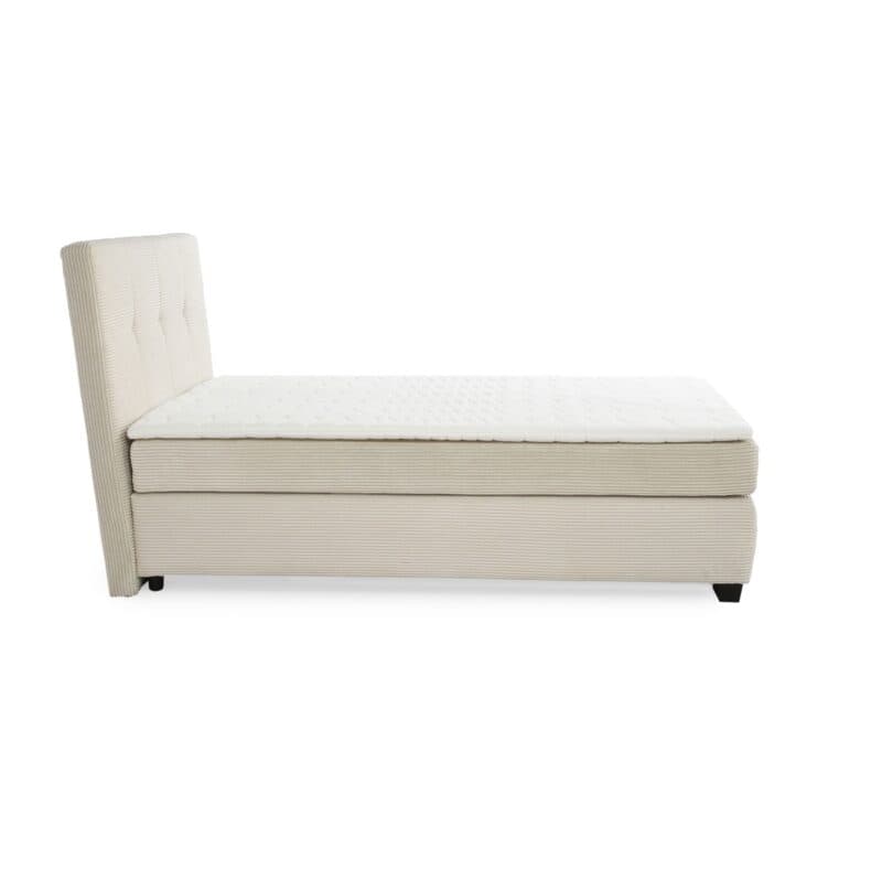 Trendstore Jila Boxspringbett in Bezug Cord beige - Liegefläche 120 x 200 cm - Seitenansicht