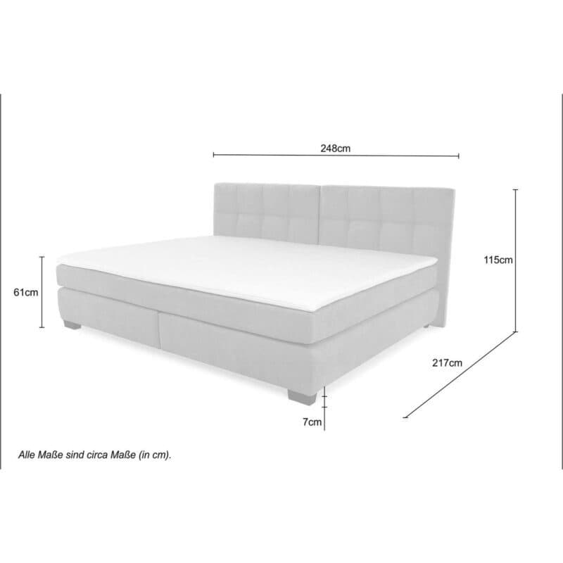 Trendstore Jila Boxspringbett - Liegefläche 240 x 200 cm - Maßskizze