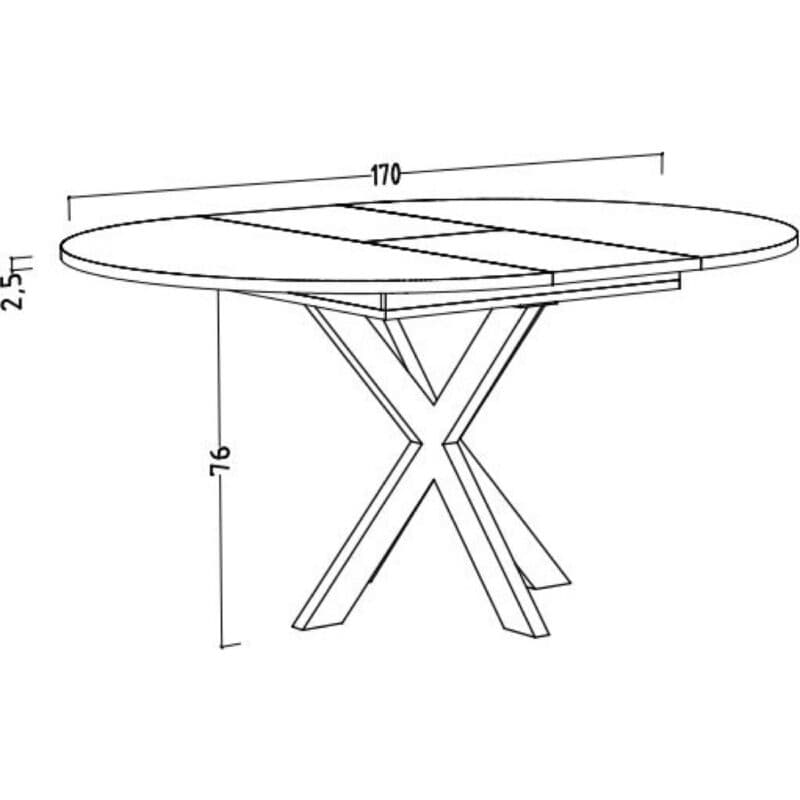 Trendstore Merdan Ausziehtisch – Skizze Maße