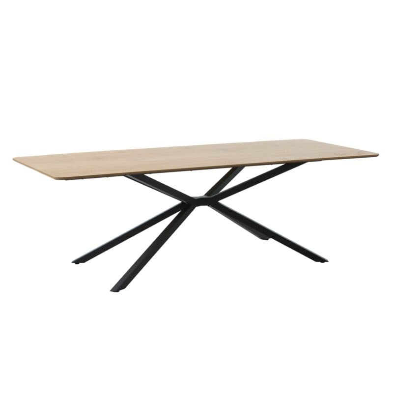 Trendstore Unnea Esstisch in Eiche Nachbildung mit Sterngestell aus Metall in schwarz - Detailbild Perspektivansicht