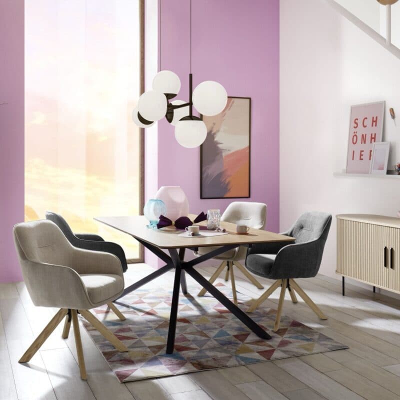 Trendstore Unnea Esstisch in Eiche Nachbildung mit Sterngestell aus Metall in schwarz - Wohnbeispiel