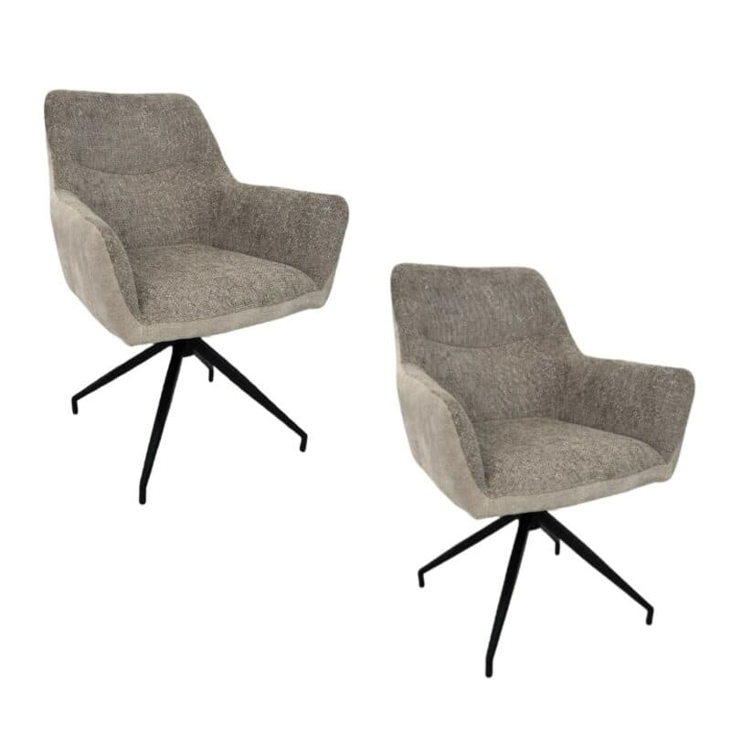 Louming Maybel Schalenstuhl 2er Set Bezug innen Textilgewebe LB2303-07 außen Textilgewebe LB3122-3 Latte Macchiato - Perspektivansicht