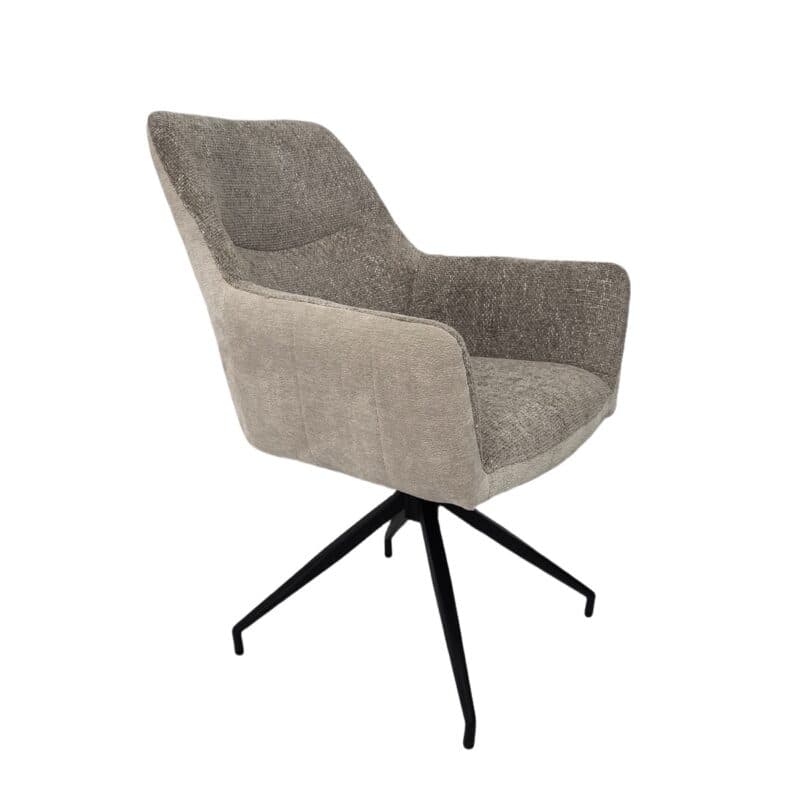 Louming Maybel Schalenstuhl 2er Set Bezug innen Textilgewebe LB2303-07 außen Textilgewebe LB3122-3 Latte Macchiato - Seitenansicht