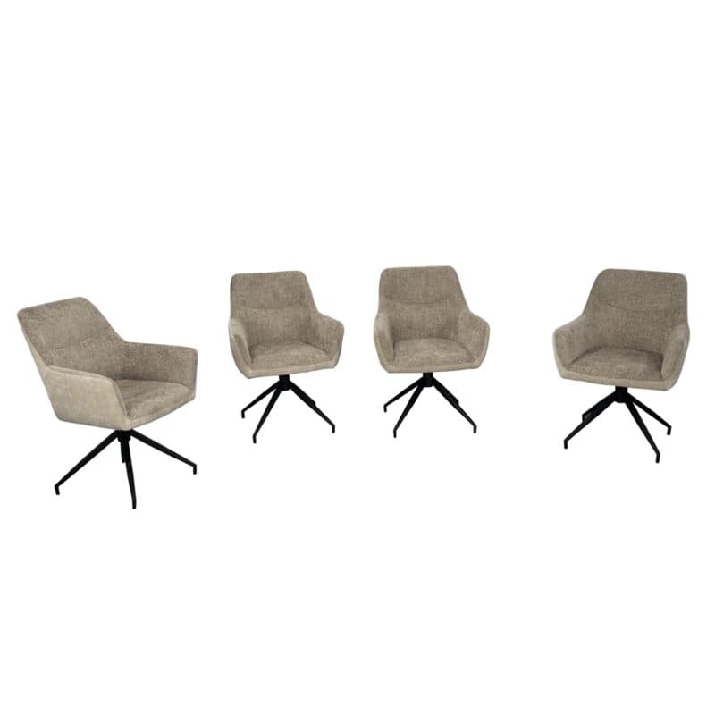 Louming Maybel Schalenstuhl 2er Set Bezug innen Textilgewebe LB2303-07 außen Textilgewebe LB3122-3 Latte Macchiato