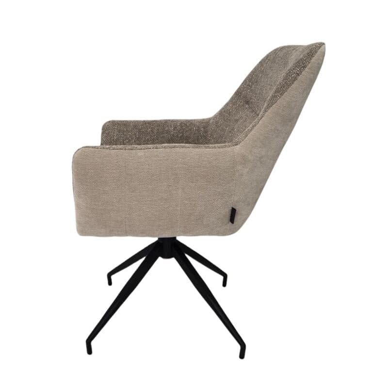 Louming Maybel Schalenstuhl 2er Set Bezug innen Textilgewebe LB2303-07 außen Textilgewebe LB3122-3 Latte Macchiato - Seitenansicht