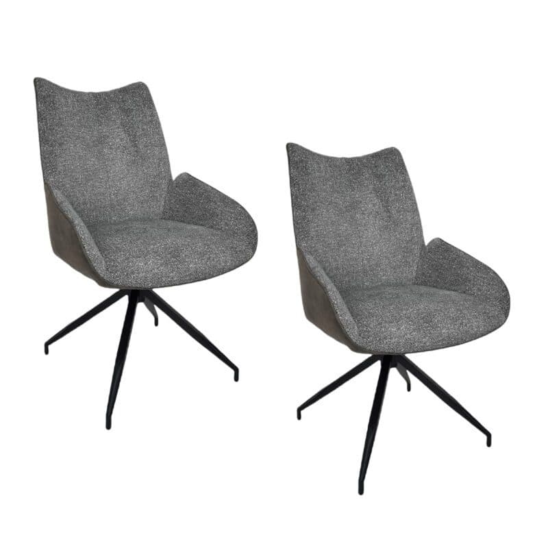 Louming Maureen Schalenstuhl in Strukturgewebe Leo 71 Creme und Microvelours Yuma 39 Braun 2er-Set