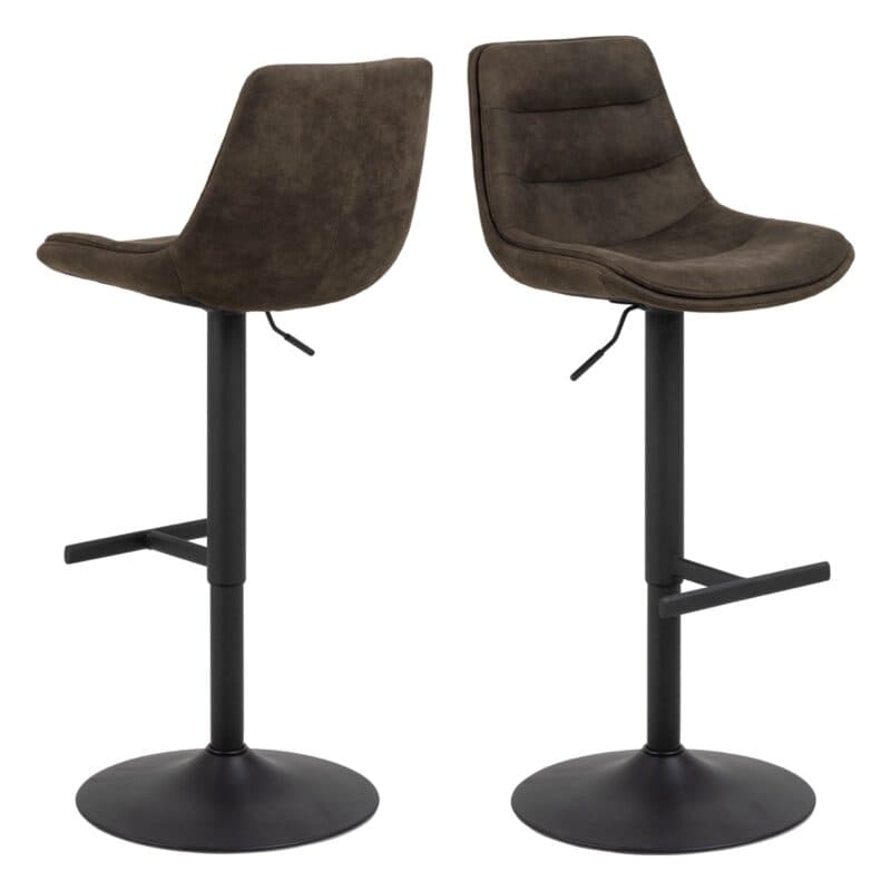 Liadomo Amy Barhocker mit Bezug Preston anthrazit 96 und Gestell in Schwarz matt - Perspektivansicht