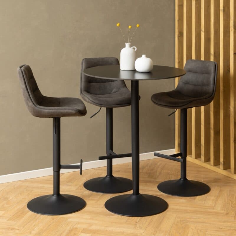 Liadomo Amy Barhocker mit Bezug Preston anthrazit 96 und Gestell in Schwarz matt - Wohnbeispiel