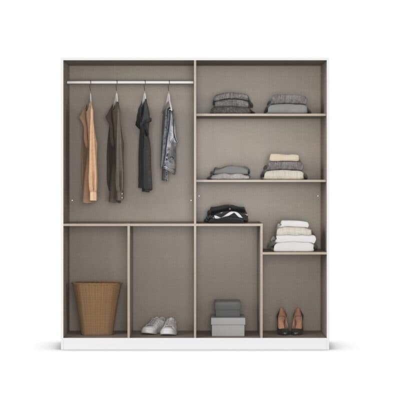 Trendstore Raas Drehtürenschrank Breite 181 cm - Innenansicht mit Kleidung