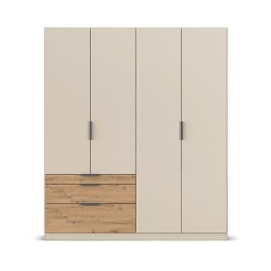 Trendstore Rani Drehtürenschrank mit 4 Türen und 3 Schubladen - Breite 181 cm - Frontansicht