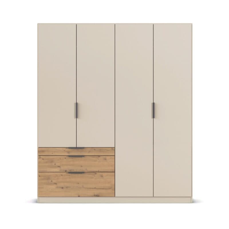 Trendstore Rani Drehtürenschrank mit 4 Türen und 3 Schubladen - Breite 181 cm - Frontansicht