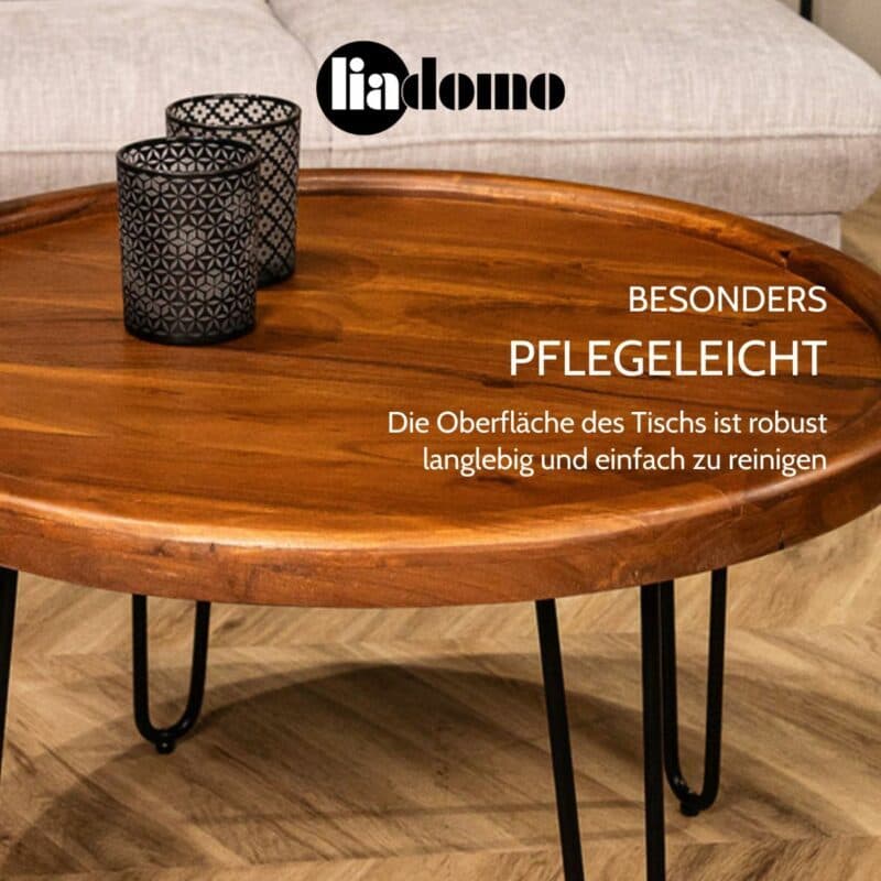 Liadomo Bettina Couchtisch aus Akazie massiv nussfarben USP besonders pflegeleicht