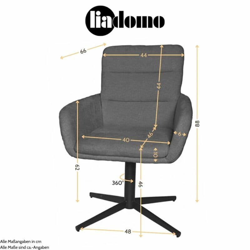 Liadomo Lorient Armlehnstuhl - Maßskizze