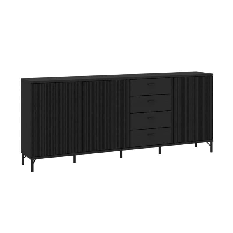 Trendstore Waiola Sideboard in Dekor schwarz graphit - Perspektivansicht