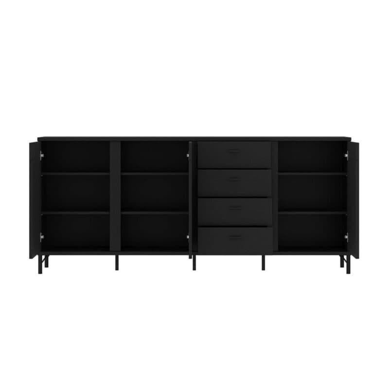 Trendstore Waiola Sideboard in Dekor schwarz graphit - Frontansicht offen