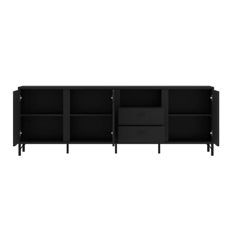 Trendstore Waiola TV-Sideboard in Dekor schwarz graphit - Frontansicht offen