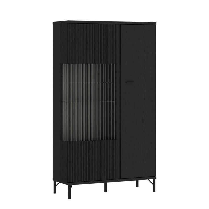 Trendstore Waiola Vitrine 2-türig in Dekor schwarz graphit - Perspektivansicht