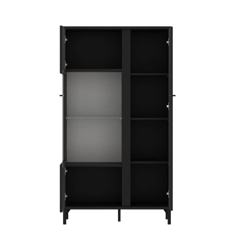 Trendstore Waiola Vitrine 2-türig in Dekor schwarz graphit - Frontansicht offen