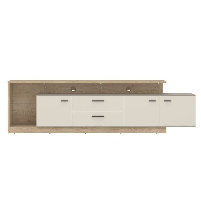 Trendstore Waleah TV-Lowboard - 3 Türen, 2 Schubladen - in Dekor kaschmir mit Absetzung in Cremona Eiche Torro Nachbildung - Frontansicht