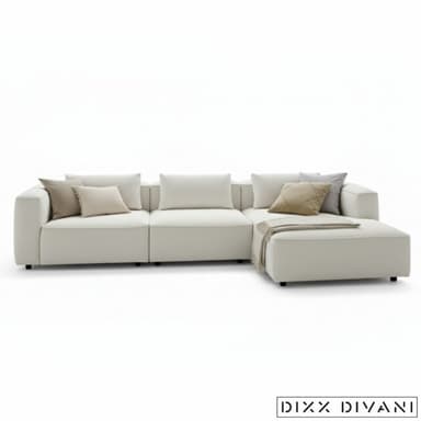 Dixx Divani Six Ecksofa in Bezug Storm 2 - Longchair rechts - Frontansicht
