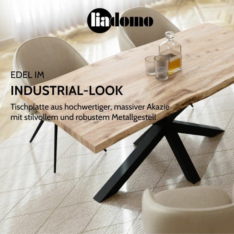 Liadomo Stockholm Baumkantentisch USP edel im Industrial-Look