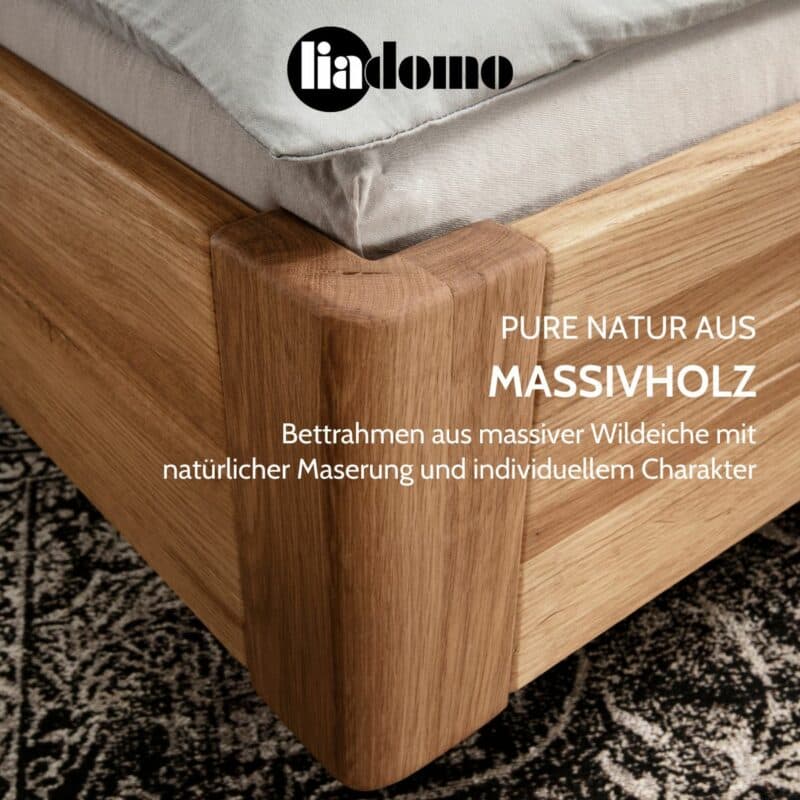 Liadomo Toulouse Massivholzbett aus Wildeiche USP pure Natur aus Massivholz
