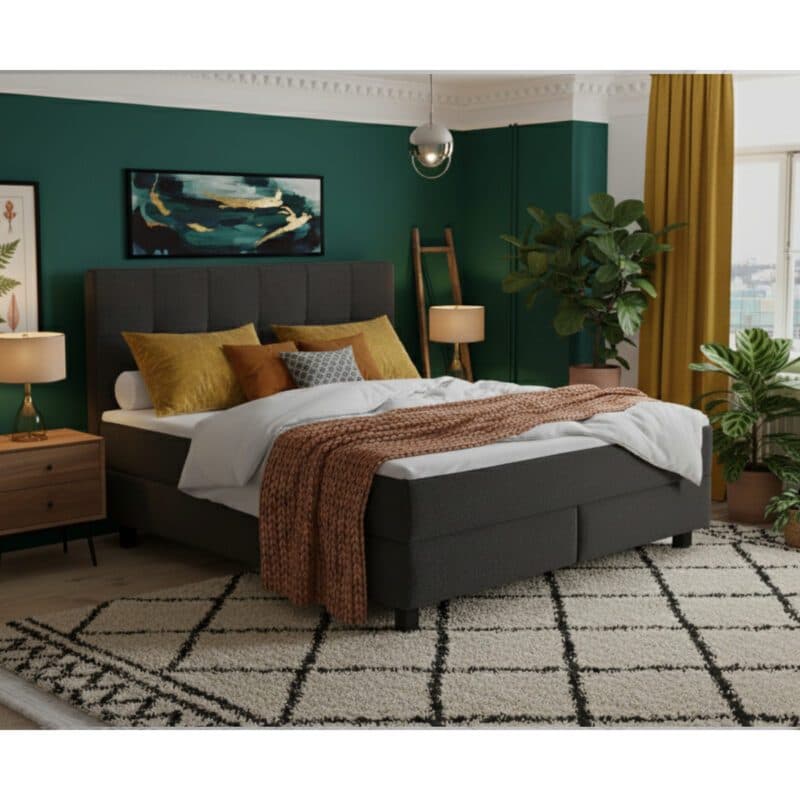 Casa Doma Jessen Boxspringbett 180 x 200 cm in Bezug Sicuro 80 - Wohnbeispiel