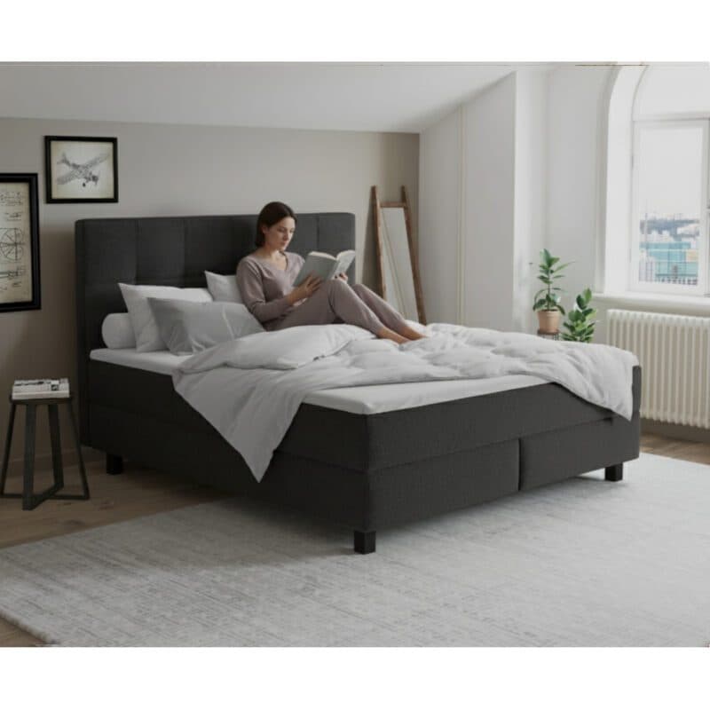 Casa Doma Jessen Boxspringbett 180 x 200 cm in Bezug Sicuro 80 - Wohnbeispiel